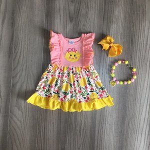 Girls Boutique 3 piece Happy lemon dress  (NEW)